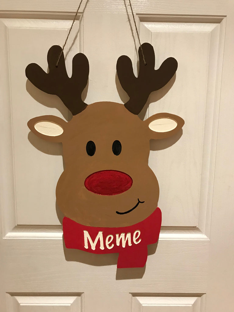 G.DeBrekht Christmas Woodsy Deer scenic Wooden Decorative Door Hanger