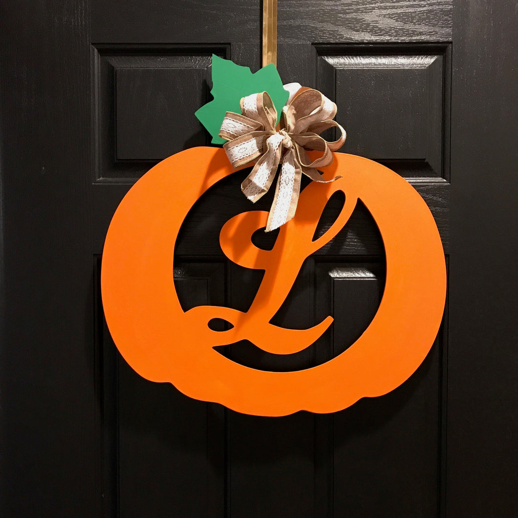 Monogramed Pumpkin Door Hanger