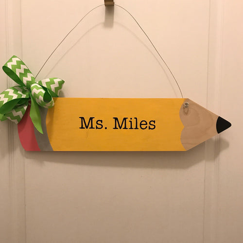 Personalized Teacher Pencil Door/Wall Hanger