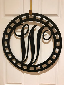 Monogramed Ribbon Wreath Door Hanger